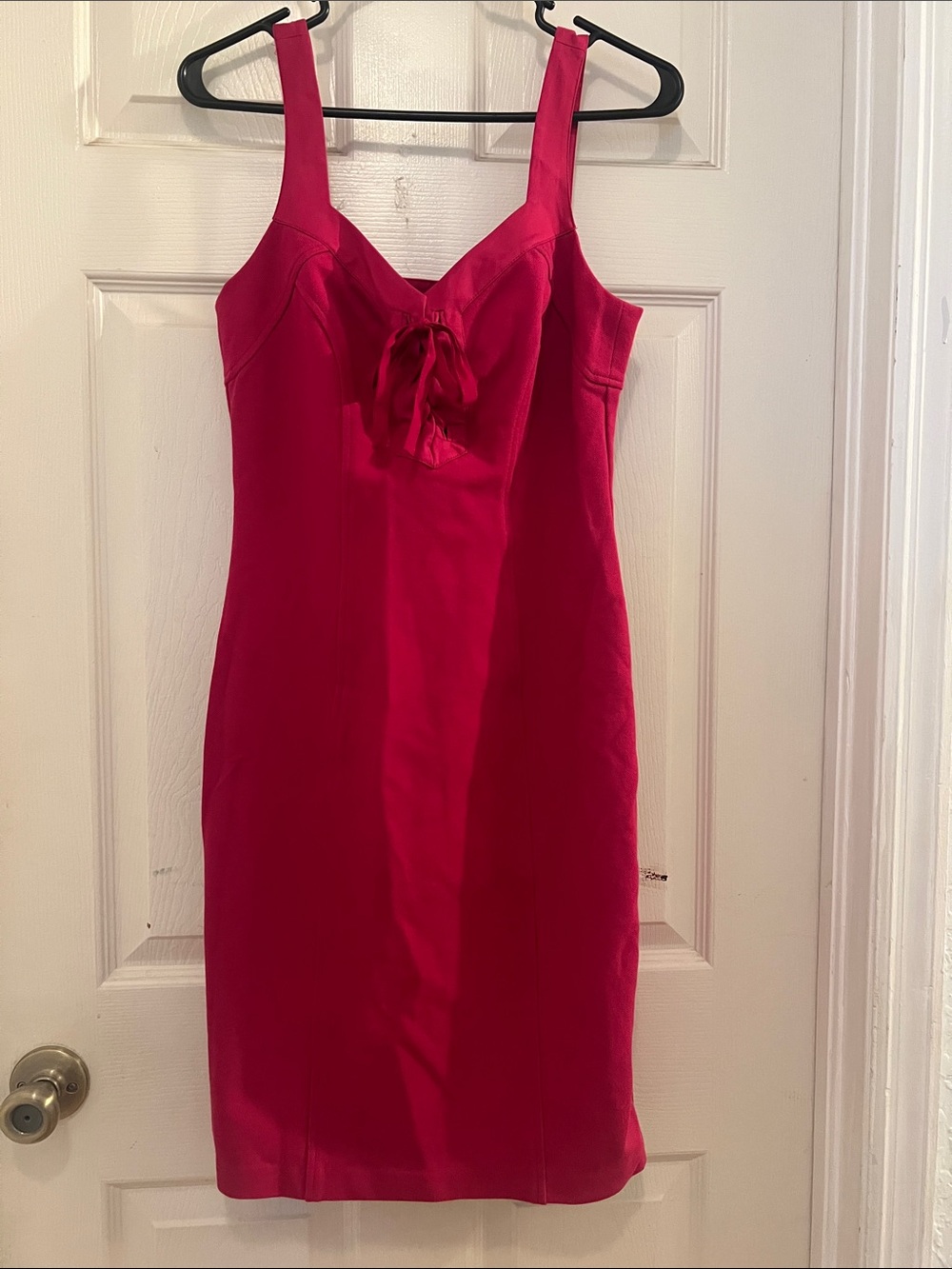 Diane Von Furstenberg Fuchsia Tie-Front Sheath Midi Dress, sz 4